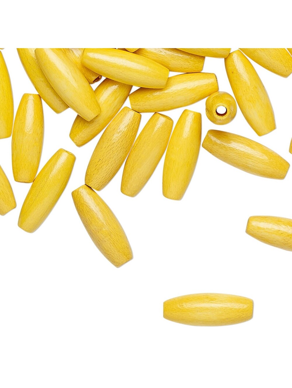 Bulk Lot Vintage West Germany Lacquered Warm Yellow 15x5 Oval Wood Beads 50 pcs
